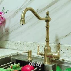 Solid Brass 3-in-1 Filtered Water Kitchen Faucet Traditional Triflow Bronze