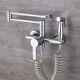 Solid Brass Kitchen Faucet Hot Cold Sink Mixer Taps With Spray Gun Wall Mounted