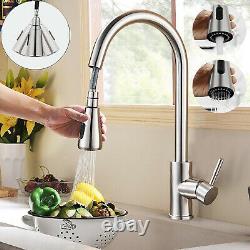 Solid Brass Kitchen Faucet Swivel Spout Single Handle Sink Pull Down Spray Mixer