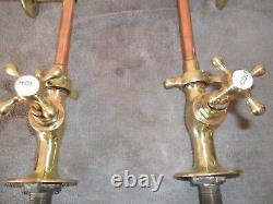 Solid Brass Kitchen Pillar Taps Original Old Vintage Reclaimed