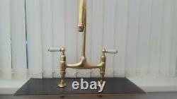 Solid Brass Perrin And Rowe Kitchen Swan Neck Mixer Tap Original Old Vintage Re