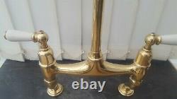 Solid Brass Perrin And Rowe Kitchen Swan Neck Mixer Tap Original Old Vintage Re