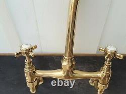 Solid Brass Wall Mounted Mixer Tap Old Vintage Reclaimed