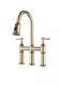 Sprayer Kitchen Faucet Double Handle Pull Down Dual Sprayhead Lever Handle Gold