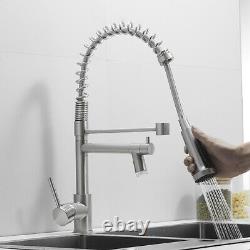 Spring Kitchen Sink Faucet Pull Down Sprayer LED Swivel Single Handle Mixer Taps