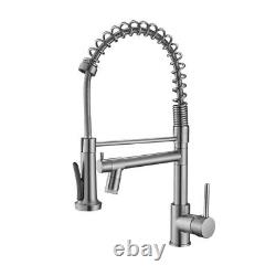 Spring Kitchen Sink Faucet Pull Down Sprayer LED Swivel Single Handle Mixer Taps