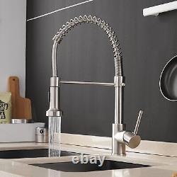 Spring Kitchen Sink Faucet Pull Down Sprayer Swivel Single Handle Mixer Tap New