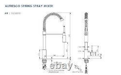 Spring Kitchen Sink Mixer Tap Dual Spray Stainless Steel Greens Tapware Alfresco