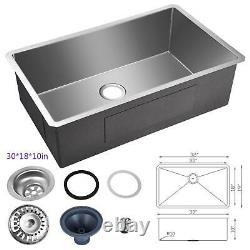 Stainless Steel Handmade Kitchen Sink Top Mount 16Gauge 2-Hole Drain Single Bowl