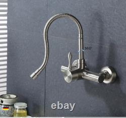 Stainless Steel Kitchen Sink Faucet Mixer Bathroom Wall Mount Tap Single Handle