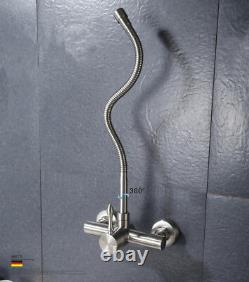 Stainless Steel Kitchen Sink Faucet Mixer Bathroom Wall Mount Tap Single Handle