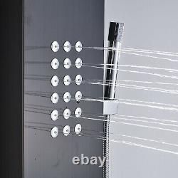 Stainless Steel Shower Panel Tower System, Rain Massage Jets Sprayer Black Color