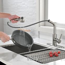 Stainless Steel Single-Handle Kitchen Faucet Sink Pull-Down Sprayer Mixer Tap
