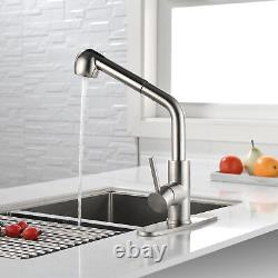 Stainless Steel Single-Handle Kitchen Faucet Sink Pull-Down Sprayer Mixer Tap