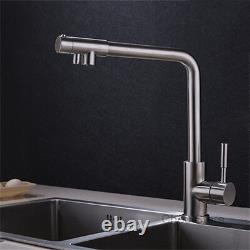 Stainless Steel Sink 3 Way Mixer Tap Kitchen Drinking Pure Filter Water Faucet