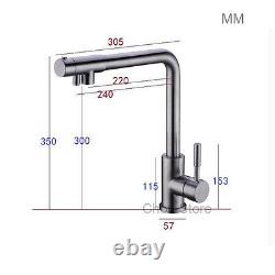 Stainless Steel Sink 3 Way Mixer Tap Kitchen Drinking Pure Filter Water Faucet