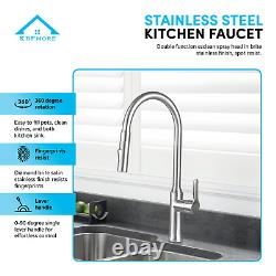 Stainless Steel kitchen Sink Faucet, Single Handle Pull out down Sprayer Mixer