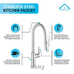 Stainless Steel kitchen sink faucet with Cover Plate, Multi-Function Spray Mixer