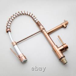 Swivel Kitchen Sink Faucet Pull Down Spray Spring Brass Single Handle Mixer Taps