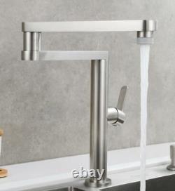 Swivel Spout Folding Kitchen Sink Faucet Hot Cold Water Mixer Bathroom Tap Brass