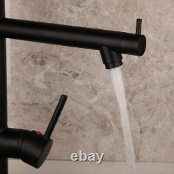 Tall Kitchen Faucet Black Swivel&Pull Down Spout Brass Mixer Deck Mount Sink Tap