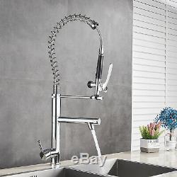 Tall Kitchen Faucet Pull Down Sprayer Sink Mixer Tap Chrome Finish With 10Cover