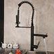 Tall Kitchen Sink Basin Mixer Deck Mounted Swivel Pull Down Taps Black Faucet