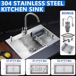 Top Mount Stainless Steel Kitchen Sink 3 Hole Handmade with Drain Soap dispener