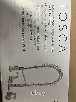 Tosca 255-K821-T 2-Handle Wall-Mount Pull-Down Sprayer Kitchen Faucet, Chrome