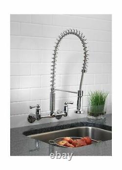 Tosca Kitchen Faucet Wall Mount 2 Handle Pull Down Sprayer Heavy Duty Industrial
