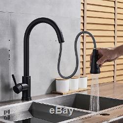 Touch Induction Black Kitchen Sink Faucet Swivel Pull Out Spray Mixer Tap