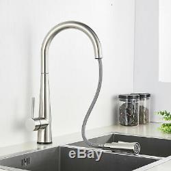 Touch Sensor Brushed Nickel Swivel Kitchen Sink Faucet Pull Out Spray Mixer Tap