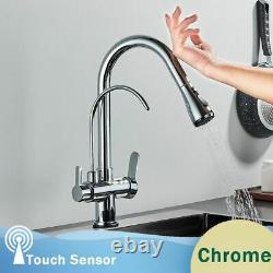Touch Sensor Filter Water Kitchen Faucet 2 in 1 Black Put out Dual Modes Sprayer