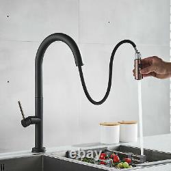 Touch Sensor Matte Black Swivel Kitchen Sink Faucet Pull Out Spray Mixer Tap
