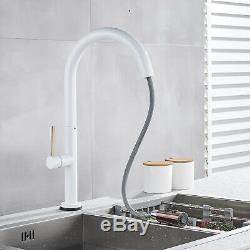Touch Sensor White Swivel Kitchen Sink Faucet Pull Out Spray Mixer Tap