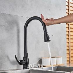 Touch Smart Sensor Kitchen Sink Faucet Pull Out Sprayer Matt Black Mixer Tap1