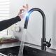Touch sensor Kitchen Sink Faucet Black Pull Down Sprayer Single Handle Mixer Tap