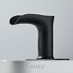 Touchless Bathroom Sink Faucet Automatic Sensor Tap Mixer with Deck Plate Bl