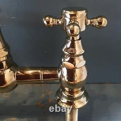 Traditional Antique Brass Bridge Kitchen Taps Ideal Belfast Butler Sink R26
