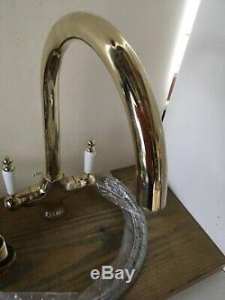 Traditional Brass Mono Kitchen Taps Ideal Belfast Butler Sink T10