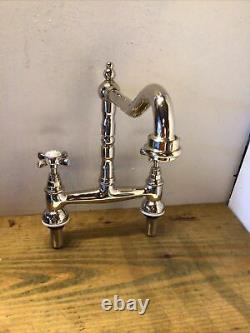 Traditional Colonial Brass Antique Gold Kitchen Taps Ideal Belfast Sink T61