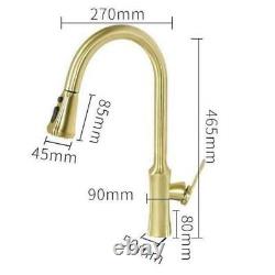 Two Way spray kitchen Sink tap faucet Mixer Pull Out down Brass Tap Brushed Gold