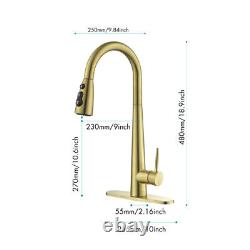 USA Gold Swivel Kitchen Sink Faucet Pull Out Sprayer Single Handle Mixer Tap New