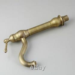 US 15.8 Bathroom Ceramic Wash Basin Vessel Sink Antique Brass Mixer Faucet Set