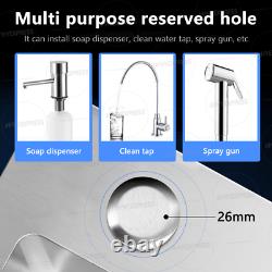 US 2-Hole Mount Stainless Steel Kitchen Sink Free faucet + drain + drain basket