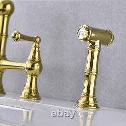 US Home RV Dual Handles Kitchen Faucet Hot/Cold Basin Sink Spout Mixer Water Tap