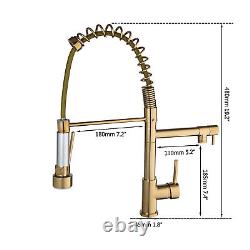 US Pull Down Swivel Gold Kitchen Sink Mixer Faucet One Handle Deck Mount Tap