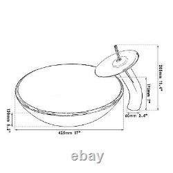 US Round Bathroom Blue Glass Basin Bowl Vessel Sink Mixer Faucet Tap Drain Set