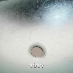 US Silver Oval Glass Basin Bowl Bathroom Vessel Sinks Waterfall Mixer Faucet Set