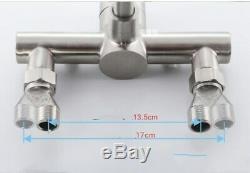 Universal Dual Handles Kitchen Faucet Wall Mount Sink Tap Mixer Brushed SUS 304